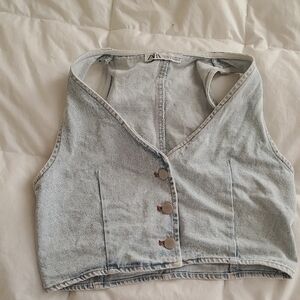 Light Blue Denim Crop Top
